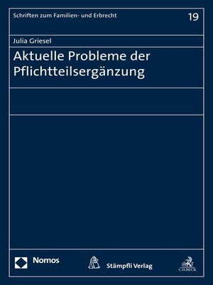 cover image of Aktuelle Probleme der Pflichtteilsergänzung